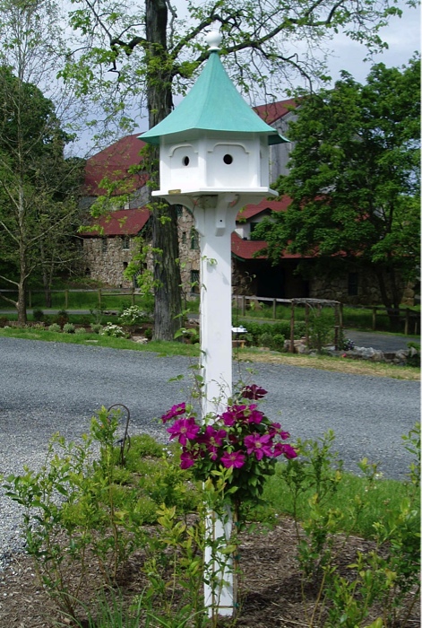 Carousel Birdhouse with Clematis Ernest Markham