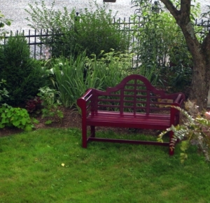 Red Lutyens Style Garden Bench